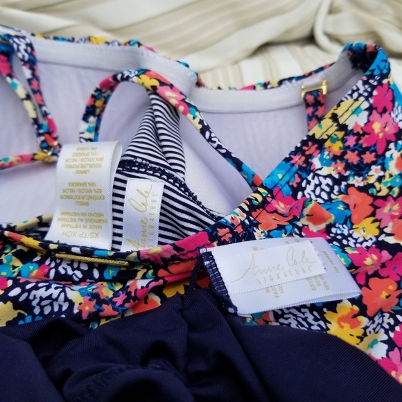 ANNE COLE Floral Two Piece Bathing Suit - Picture 2 of 3